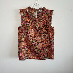 J. Crew Cotton Sleeveless print blouse.  Size M